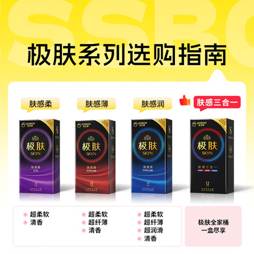 Jisibang ultra-thin condoms self-operated SKYN extreme skin combination 26 condoms for women's fast tide non-latex fun