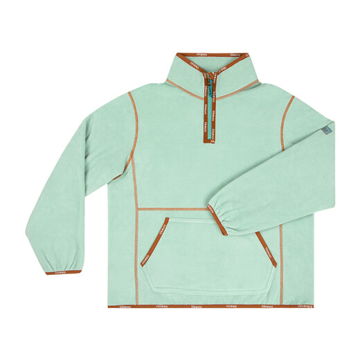 Like uu limited time discount sweatshirt for girls autumn 2023 new polar fleece half-zip sweatshirt for boys and girls, light moss green 140 cm