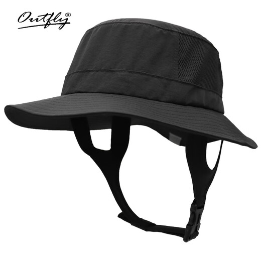 Outfly Summer Wide-brim Sun Hat Cycling Hiking Fishing Hat Men's and Women's UPF50+ Surf Sun Protection Fisherman Hat Black Adjustable