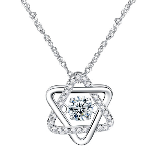 WSAYPT950 pendant necklace women's clavicle chain 18 platinum necklace diamond girlfriend gift six-pointed star platinum pendant + platinum box chain