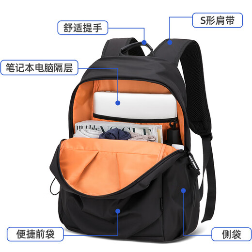 CavlslKcat Backpack Men's Backpack Casual Business Laptop Bag Large Capacity Travel Bag High School College Student Bag Black Large 15.6 Inch 30*19*47cm