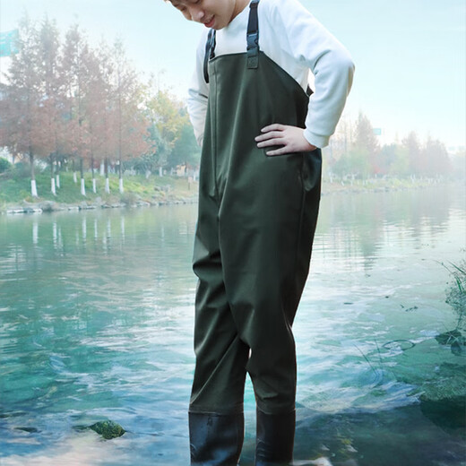 Bo Naling waders, men's half-length one-piece waders with rain boots, waterproof, non-slip fishing suit, fishing suit, waders 42, one size fits all