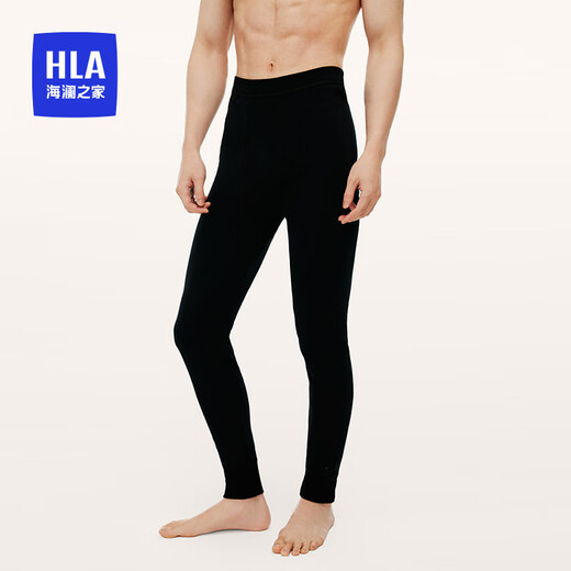 Heilan House (HLA) Men's Lightweight and Soft Cotton Wool Pants Slim Single Pants Men's Warm Pants Black 8002 XL (175/100)