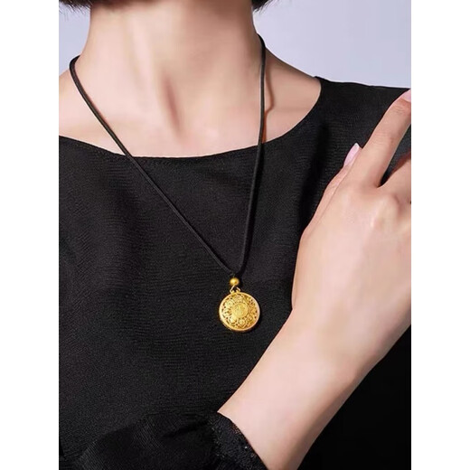 OIDSG 18k gold eight treasures compass pendant, the Great Sun Tathagata Amitabha 18k yellow l gold lotus necklace Wanfu eight treasures compass pendant special old Fengxiang same style