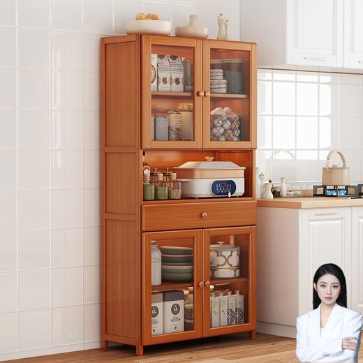 Moridi sideboard kitchen cabinet rental room cupboard multi-functional wine cabinet simple storage cabinet multi-layer tableware rack upgraded bold six-layer model - transparent door