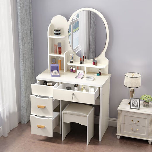 Naiyu internet celebrity dressing table bedroom mini small apartment princess modern simple dressing table economical multi-functional dressing table 60 cm white love mirror + free stool