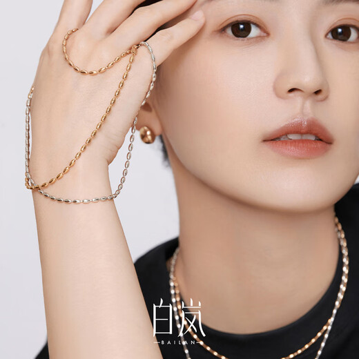 Bai Lan Olive Chain Necklace Women's Nude Chain Clavicle Chain Simple Fashion Trend Elegant Temperament Accessory Birthday Gift for Wife Gold (40cm)