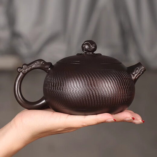Purple pottery Xishi pot large capacity teapot pure hand carved Fengming pot Jianshui raw mine household tea set Purple pottery Xishi pot 500ml