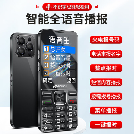 Tianyu 2.8 Großbild-4G-Vollnetzwerk-Mobiltelefon für ältere Menschen, ultradünnes Gehäuse, große Zeichen, laute und große Tasten, lange Akkulaufzeit und lange Standby-Zeit, Mobiltelefon für ältere Menschen, Studenten, die das Internet verlassen, Mobiltelefon-Backup, mattschwarz, mit Original-Ladegerät