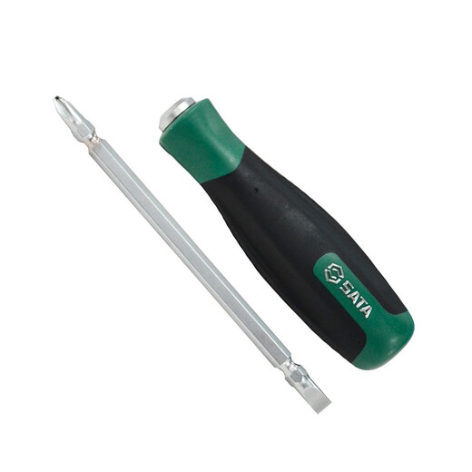 Shida T series dual-purpose screwdriver flat cross double-headed screwdriver S2 alloy steel hard plum blossom flat-blade screwdriver 66204 double-headed #2&6mm shaft length 100mm