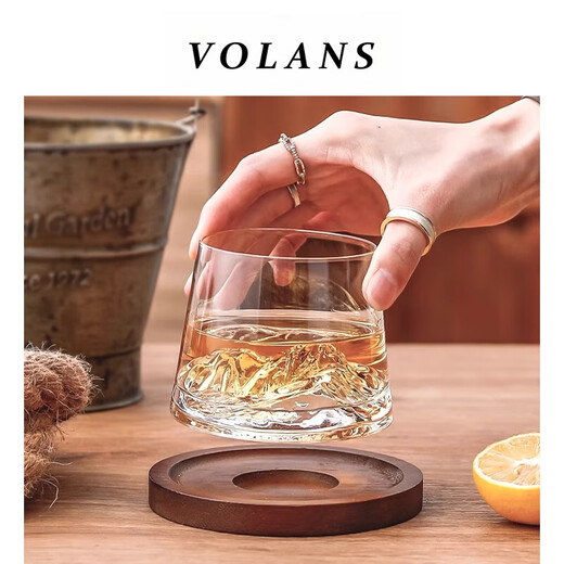 Valens Jade Cup Japanese Whiskey Cup Viewing Mountain Cup Crystal Glass Snow Mountain Cup | Yuman Wooden Cup Viewing Mountain Cup - 1 piece