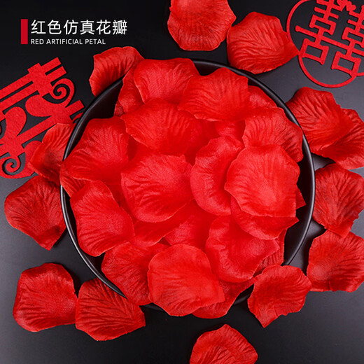 Xikile simulated petals, fake rose petals, wedding confession, hand-spreading flowers, decoration, wedding, wedding room, romantic room decoration, 1200 pieces of red simulated petals (non-woven model)