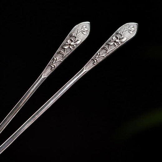 S925 silver hairpin simple embossed peony Chinese style ancient style hairpin new Chinese style republic of China rich and powerful - single