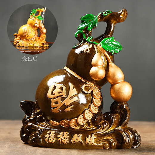 Xixi Taitai color-changing Fulu double harvest lucky tea pet ornaments boutique can raise creative gourd tea table tea play accessories decorative furnishings Fulu double harvest gold
