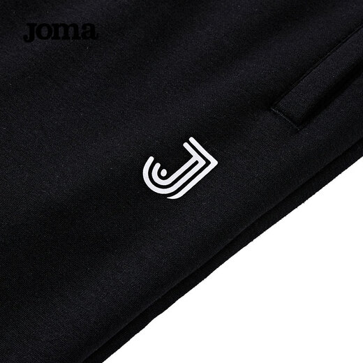 JOMA fleece sweatpants for men and women, autumn and winter loose straight knitted sweatpants, winter outdoor running flat casual pants, black L