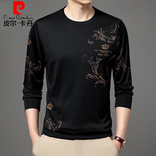 
Pier Cardin brand high-end gray sweatshirt for men's inner bottoming shirt clothes autumn new casual printed long-sleeved T-shirt for men B6627 gray 48