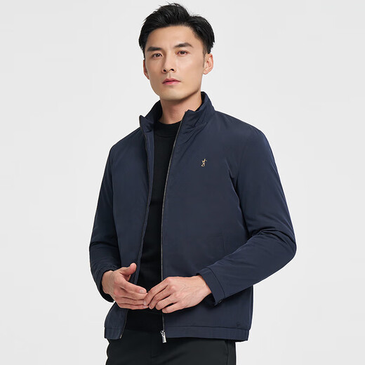 Caizi Men's Padded Jacket Autumn and Winter Warm Embroidered Jacket Autumn and Winter Thick Windproof Stand Collar Cotton Top for Men