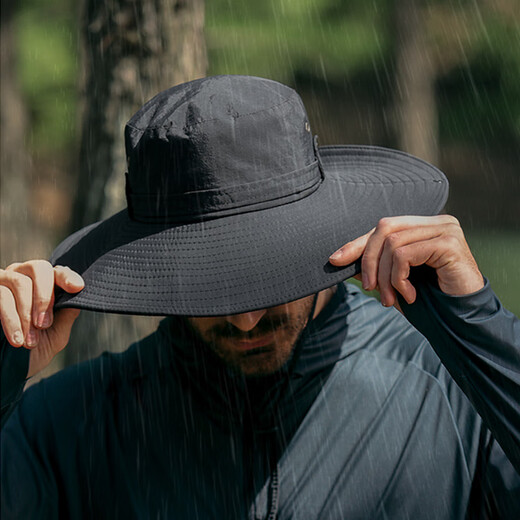 Bo Na Ling hat men's large brim denim fisherman's hat women's outdoor hiking and hiking sun hat couple style Huang Yimei same style outdoor fisherman's hat - large brim classic black