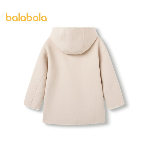 BALABALA Girls' Autumn Outerwear Fashionable Hooded Woolen Coat New Year's Eve Clothes for Older Children Brown Color 00355 165 cm