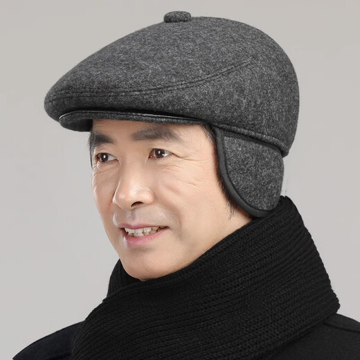 CHICORA middle-aged and elderly hats men's spring and autumn forward hat thin section old man grandfather dad new spring and summer casual peaked cap 301 black thickened M (57-58cm)