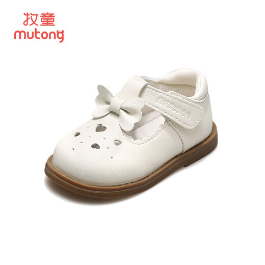 Shepherd Girl Baby Princess Toddler Shoes Spring and Autumn Sweet Infant Non-Slip Soft Sole Small Leather Shoes Milk White Size 23