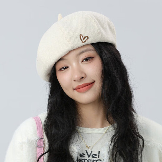 Jimmy Leaf Beret Hat Women's Autumn and Winter New Solid Color Painter Hat Literary Painter Hat Woolen British Black One Size M (56-58cm)