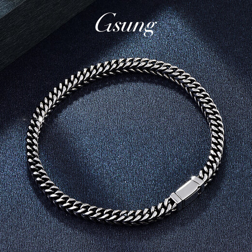 GsunG Platinum Dazzling Black Gold Bracelet Men's PT950 New Fashion Simple Platinum Bracelet for Men and Women Chopard Cuban Chain Priced by Gram, Contact Customer Service for Gold Price before Buying