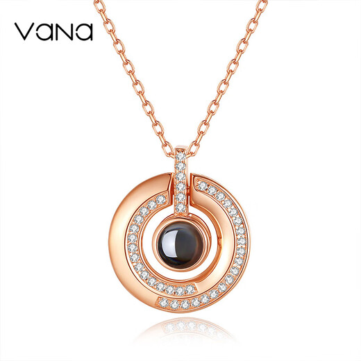 Vana's 100 kinds of loving memories, I love you projection silver necklace, female pendant, birthday gift for girlfriend and wife, loving memory necklace, ordinary style, can be engraved