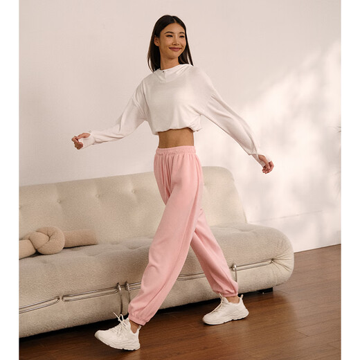 La Nikar hooded sports top women's autumn and winter loose slimming running long-sleeved T-shirt Pilates training fitness wear-S1235 white XS