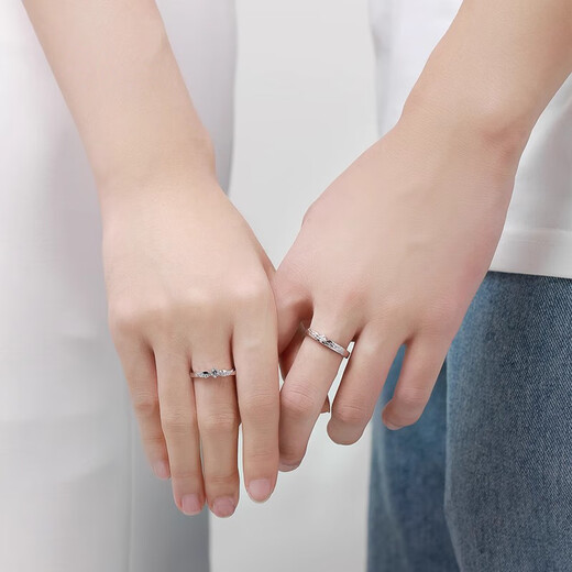 Ji Shizhe's official twin lovers' couple platinum PT950 ring, versatile Valentine's Day birthday gift for girlfriend and wife, light luxury model - twin lovers' couple ring, free engraving / ghostwriting greeting card - exquisite gift box