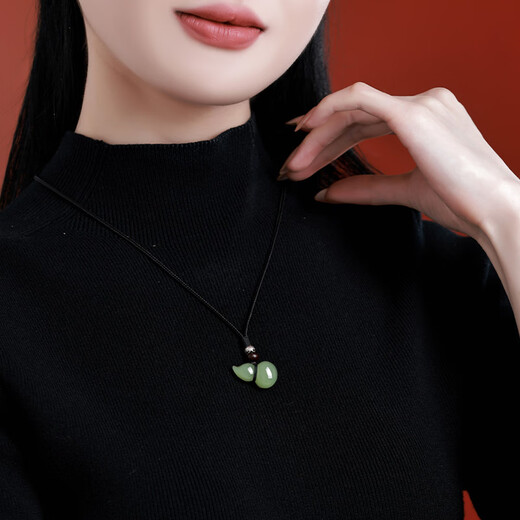 Jiada Baoya Natural Hetian Jade Fulu Pendant Clear Water Hyacinth Jade Pendant Amulet Exquisite Small Pendant Men and Women Chinese Valentine's Day Gift Size Approximately 25*16MM/Light Color Style
