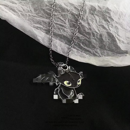 Cartoon black and white Night Fury double dragon necklace for men and women, ins hip-hop personality couple pendant, bestie pair, hanging accessories trendy, black and white Night Fury double dragon necklace, two pack