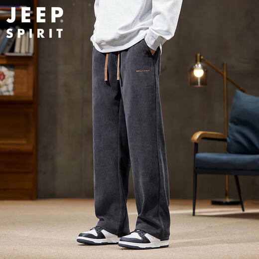 JEEP SPIRIT Jeep casual pants men's corduroy autumn and winter pants men's sports straight loose sanitary trousers