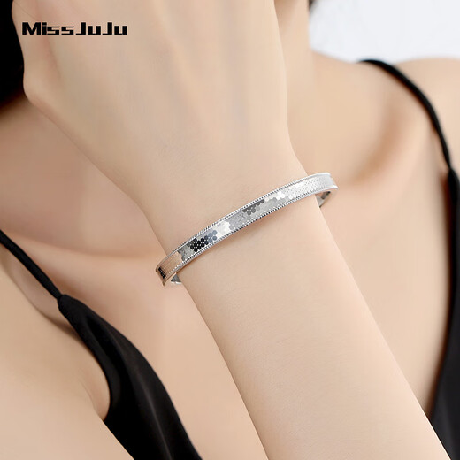 Miss JuJu platinum bracelet for women pt950 platinum dragon scale bracelet semi-solid bracelet sparkling fashion jewelry inner diameter 56mm weight 15.33 grams width about 4mm