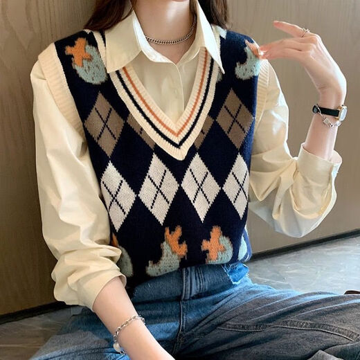 熊司令针织马甲外穿女感新款特大码毛衣胖mm针织外穿宽松马夹慵懒风 黑色9901单件马甲 均码 5xl码200-230斤