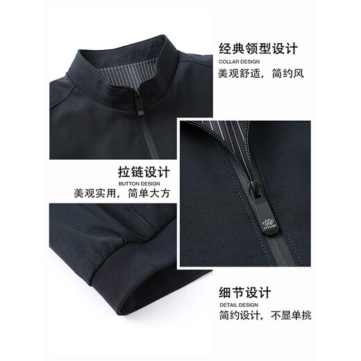Woodpecker (TUCANO) middle-aged men's dad spring jacket 40-50 years old solid color stand collar loose casual middle-aged and elderly men's jacket men N9756 blue 2XL 185 suitable for 140-155 Jin Jin equals 0.5 kg