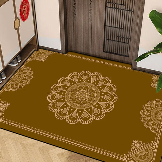 Cai Die Ling Chinese style entrance door floor mat diatom mud door mat entry door mat non-slip festive entrance square red green yellow blessing (yellow) 60x90cm diatom mud wear-resistant non-slip