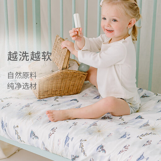 Nest designs baby fitted sheet bed cover newborn baby bamboo cotton gauze bamboo cotton elastic fitted sheet children kindergarten nap bed cover member exclusive Pianpian Elf S (132*71cm)