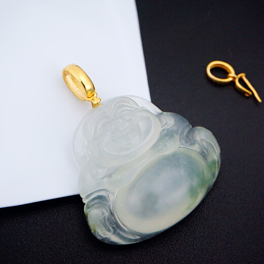Pu Lianchun 18k gold buckle jadeite pendant Buddha melon seed buckle au750 plain gold glossy k gold clip buckle simple style J J2 large size - yellow straight clip