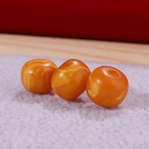 Caihe natural old wax old-type loose beads single bead Russian material full of honey chicken fat yellow bracelet with bead single accessories beeswax old-type bead 9mm single