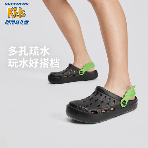 Skechers Skechers children's sandals summer boys' slip-on shoes hole casual shoes fashion bubble slippers 406801L black/BLK 27.5
