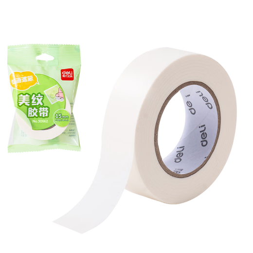 Deli Masking Tape 15mm*20y*145 m Art Color Separation Decoration Masking Seam Film Paint Protection Traceless Sticker Small Roll Core 1 Roll 30662