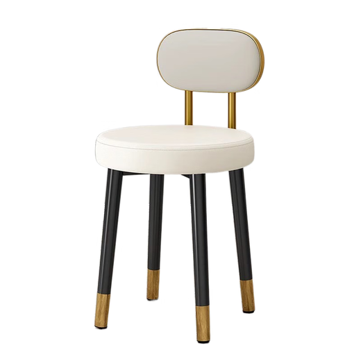 Household light luxury chair soft package modern simple girl's bedroom dressing table stool back living room strong and durable orange white-black frame upgraded latex cushion-carbon steel frame