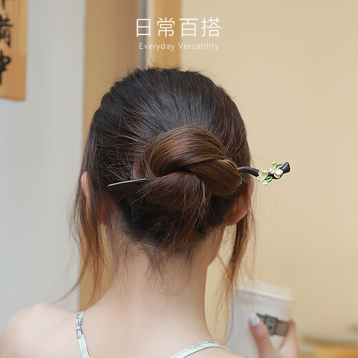 Oxygen Green Sandalwood Hairpin Women's Ancient Style High-end Temperament Hairpin Modern Simple New Chinese Style Hairpin Wooden Hairpin Green Sandalwood Rhinoceros-18CM Fragrant Sandalwood + Gift Box