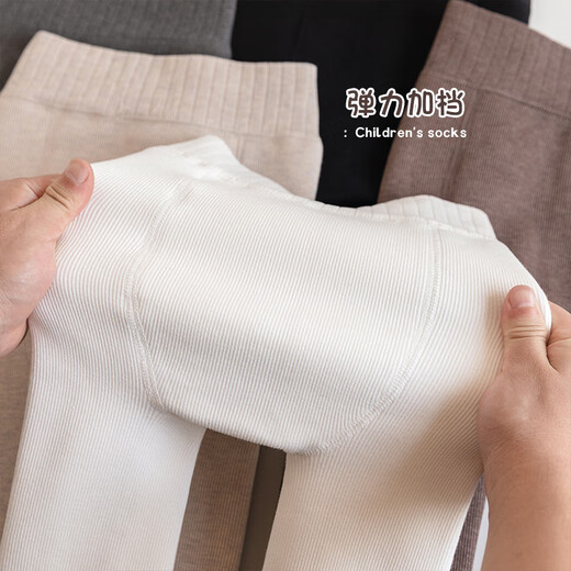 Feiyuejia girls' pantyhose autumn and winter velvet thickened children's leggings for outer wear solid color medium and large children's one-piece velvet leggings white (with feet) 1 piece one size fits all (M) 100-115CM - pants length 60