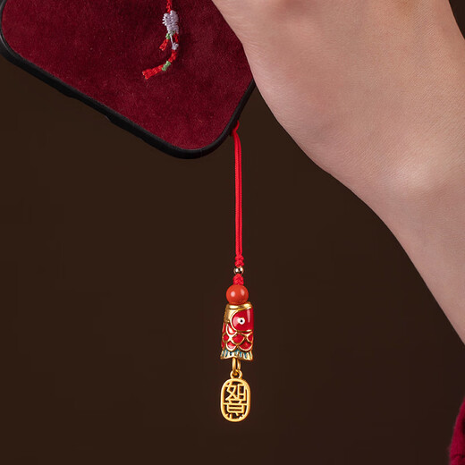 Hangyun Youshell Koi mobile phone lanyard carp mobile phone chain key chain pendant exquisite mobile phone chain pendant for men and women couple bag pendant Chinese style ancient trend mobile phone U disk anti-lost rope Ruyi Koi-double bead style