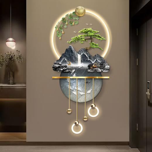 Painting Town Fulu Jinshan Entrance Decoration Painting Landscape Advanced Three-dimensional LED Wall Lamp Painting Entry Hall Corridor End Hanging Painting Fulu Jinshan ZP4836+ZP4837+ZP4840 60*130cm Ordinary hanging painting without lights