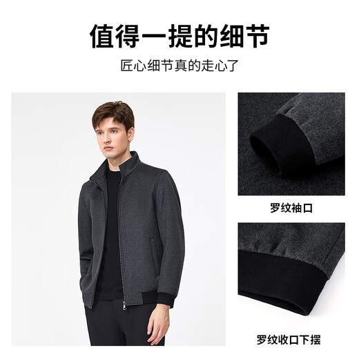 Goldlion Goldlion GY Sheep Wool Jacket Men's Autumn and Winter New Warm Stand-up Collar Fashion Woolen Jacket Gray L