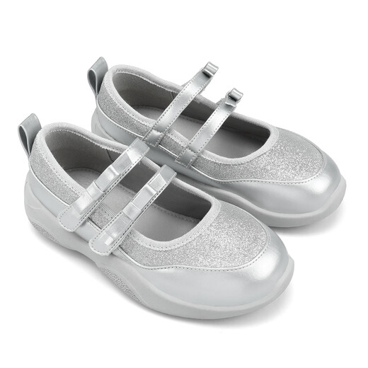 Saturday (St&Sat) children's shoes, girls' small leather shoes, 2025 spring new style fashionable princess shoes, performance shoes, girls and children's shoes for dancing, Star Silver 33, inner length about 21.3cm