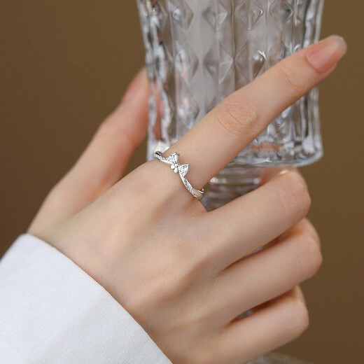 Su Shiliu bow ring for women 925 silver sweet ring adjustable index finger ring proposal girlfriend birthday gift for wife fugitive princess bow ring